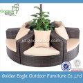 Furnitur taman luar ruangan rotan sofa set hitam